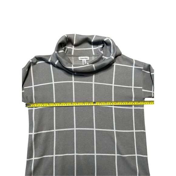 Calvin Klein Sweater Womens Medium Turtleneck Gray Windowpane Knit Pullover - Picture 4 of 7